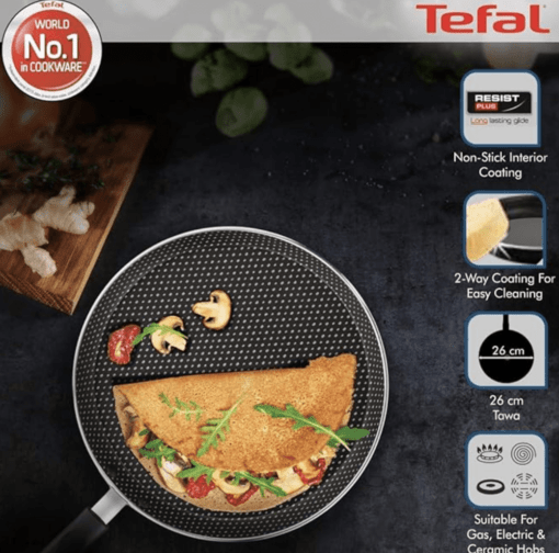Tefal Simply Chef Non-Stick Aluminium Flat Tawa, 26cm (Rio Red) - Image 3